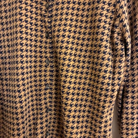 Lands End Women's Tall 100% Supima Cotton Herringbone Cardigan Sweater Size LT - Picture 2 of 6